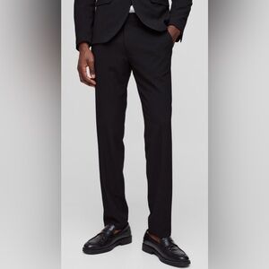 boohooMAN Men's Slim Black Suit Trousers, Size 32S